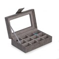 Bey Berk International Bey-Berk International BB710GRY 12 Cufflink Storage Case with Soft Velour Lining; Grey BB710GRY